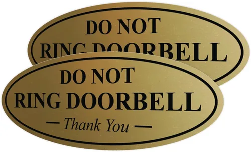 Miniatura 56 de All Quality Cartel de agradecimiento ovalado con texto en inglés «Do not Ring DOORBELL», color negro, pequeño, 1 paquete