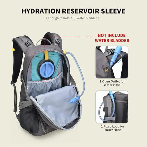 Miniatura 4 de SKYSPER Mochila de senderismo para hombres y mujeres, mochila de viaje de 35 litros, impermeable, mochila de campamento ligera para exteriores gris