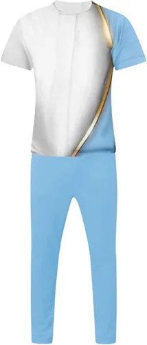 Miniatura 2 de Conjunto casual de 2 piezas para hombre, camisa polo de manga corta y pantalón, conjunto deportivo de playa y verano, elegante traje deportivo