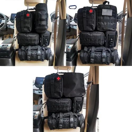 Miniatura 9 de Paquete de 7 organizadores tácticos para respaldo de asiento, organizador de camión con 6 bolsas desmontables, universal para automóvil, camión