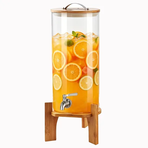 Miniatura 11 de Dispensador de bebidas, dispensador de bebidas de vidrio de 2.1 galones con soporte, dispensador de agua de vidrio con espita, dispensadores
