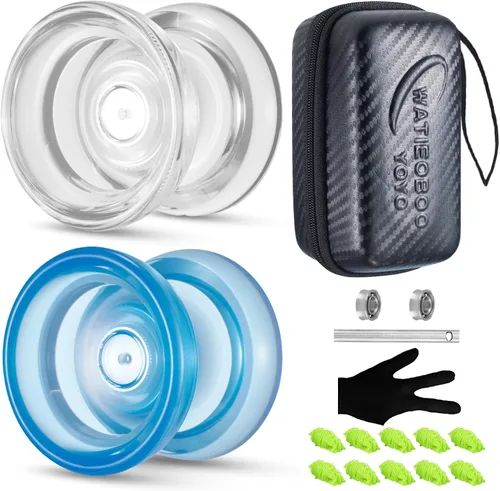 Yoyo P02 Crystal Yo Yo Juego de 2 Piezas - Yoyo de Modo Dual Responsivo y No Responsivo, Yoyo de Giro con el Dedo, Yo-yo de Trucos para