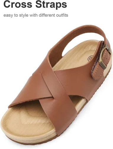 Miniatura 3 de Cubufly Sandalias para niños con tiras cruzadas y puntera abierta, zapatos de verano para uso en interiores y exteriores, para niños pequeños