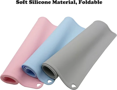 Miniatura 4 de Tapete de silicona para alimentación de mascotas para perros y gatos, mantel individual con borde elevado, antideslizante, impermeable, bandeja