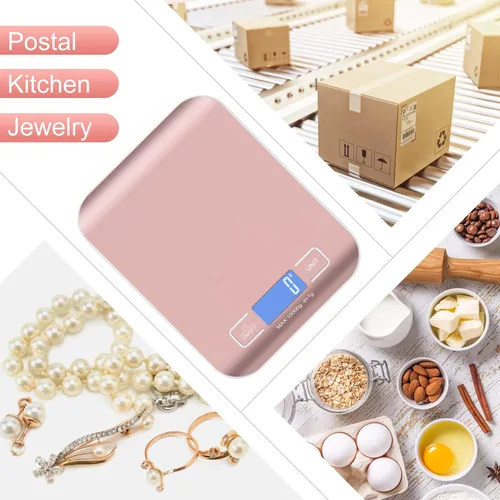 Miniatura 5 de Báscula de envío digital, panel de acero inoxidable, báscula postal portátil precisa para paquetes, pequeñas empresas, cocina, alimentos, hecha a