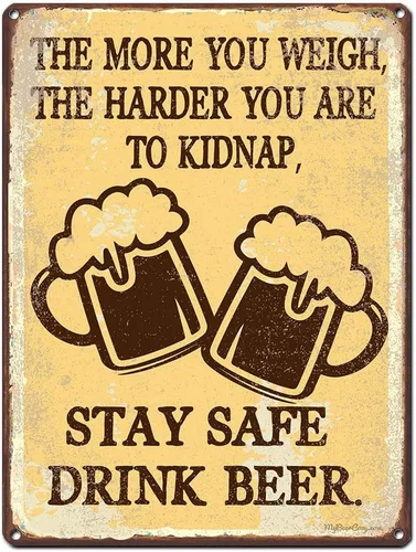 Miniatura 13 de Beer Because H20 Never Wins Friends, cartel divertido de aluminio de 11.5 x 15.5 pulgadas para cueva de hombre, garaje, sótano, cervecería