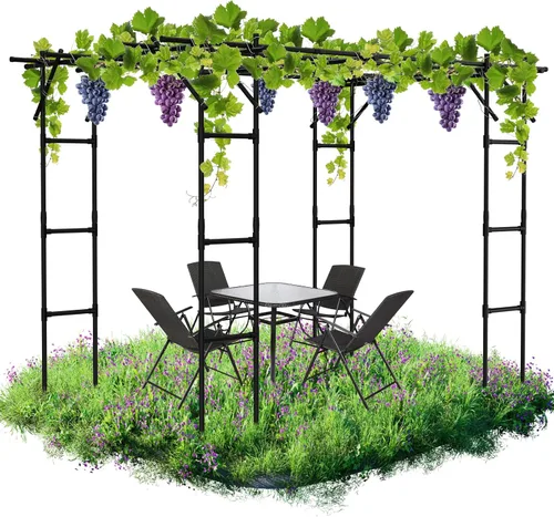 Miniatura 10 de DoCred Enrejado de arco de jardín alto para plantas trepadoras, 87 pulgadas de alto, soporte de metal para plantas trepadoras, arcos de enrejado