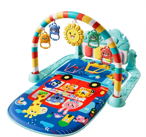 Miniatura 9 de Tapete de juego para bebé, gimnasio para bebé, tocar piano tiempo boca abajo, tapete de actividad para bebé, música y luces para niño y niña