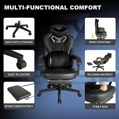 Miniatura 5 de Vigosit Silla de juegos Pro, sillas ergonómicas para juegos para adultos y personas pesadas, silla reclinable de masaje para escritorio de oficina