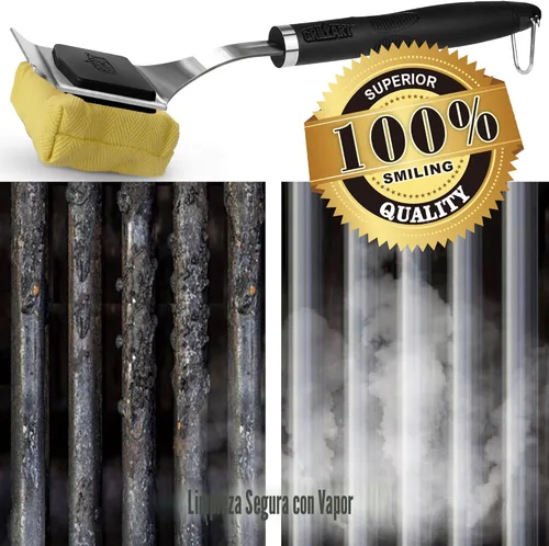 Miniatura 7 de GRILLART Cepillo de parrilla sin cerdas, herramienta de limpieza de vapor segura, cabezal reemplazable para cualquier tipo de rejilla, mango largo