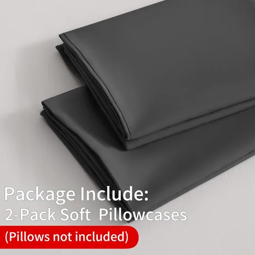 Miniatura 2 de BEDSUM Juego de 2 fundas de almohada de microfibra tamaño Queen, suaves, resistentes a las arrugas y de fácil cuidado con cierre de sobre para Gris