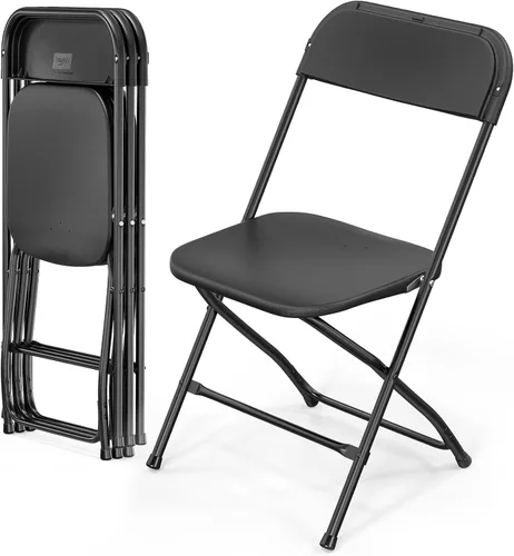 Miniatura 20 de VINGLI Paquete de 8 sillas plegables de plástico blanco, asiento comercial apilable portátil para interiores y exteriores, con marco de acero