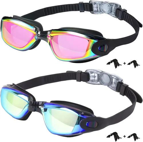 Gafas de natación para niños, paquete de 2 gafas de natación antivaho a prueba de fugas, gafas de natación para niños de 3 a 14 años de edad