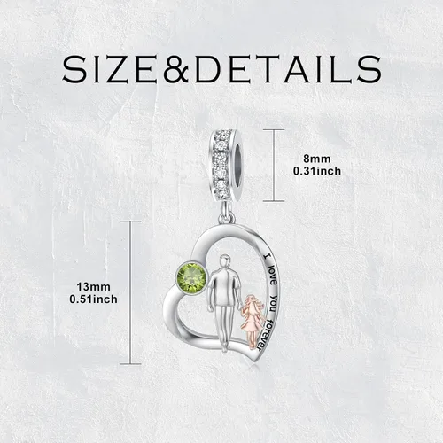 Miniatura 19 de PROESS Dije para padre, madre e hija, pulsera de plata de ley para pulseras, regalos de cumpleaños, día de San Valentín, para hija, madre, amante