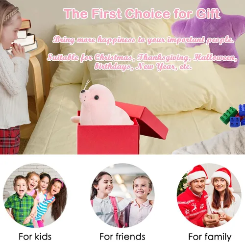 Miniatura 6 de zhidiloveyou Almohadón de peluche de sello rosado lindo, muñeca Kawaii para niños, 29.97 cm