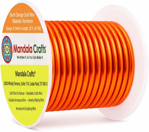 Miniatura 257 de Mandala Crafts - Alambre de aluminio anodizado de 8 calibre para hacer joyas - 9.75 m de alambre flexible negro colorido - Flexible para bonsái