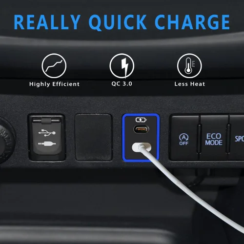 Miniatura 6 de B&DOG XSIN Cargador de coche para Toyota USB C cargador de doble puerto PD 3.0 tipo C carga rápida con espectáculo de luz LED, compatible