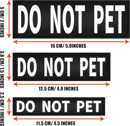 Miniatura 5 de Paquete de 4 parches reflectantes extraíbles para arnés de chaleco para perro – perro de servicio/no mascotas/apoyo emocional