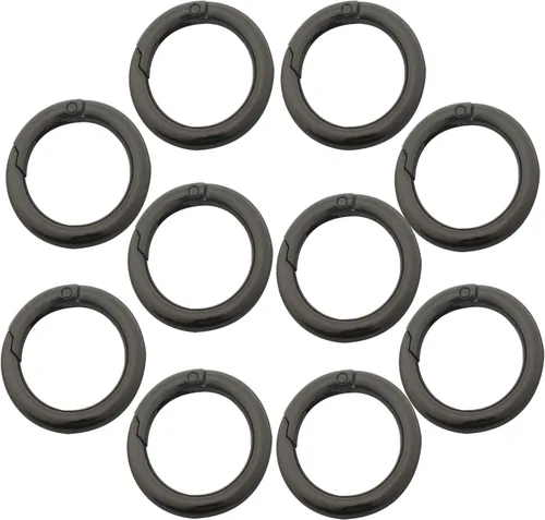 10 mosquetones redondos pequeños de 1 pulgada (0.984 in), ganchos de metal con resorte de resorte, accesorios de bricolaje para llaveros, bolsas,