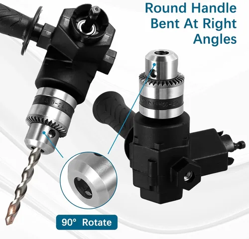 Miniatura 5 de Accesorio de taladro de ángulo recto, Adaptador de taladro de ángulo recto de 90 ° de alto par, Adaptador de esquina de broca de metal de 90°