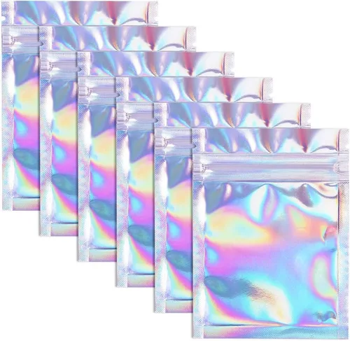 Miniatura 9 de 100 bolsas resellables a prueba de olores, bolsas planas transparentes para almacenamiento de alimentos, bolsas de embalaje de plástico de aluminio