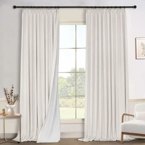 Miniatura 2 de cololeaf Cortinas hechas a medida, mezclas de lino, cortinas opacas plisadas con ganchos para sala de estar, dormitorio, hotel, granja, 1 panel