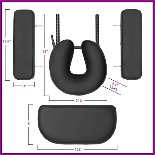 Miniatura 5 de Saloniture Mesa de masaje profesional portátil y ligera con patas de aluminio, incluye reposacabezas, soporte facial, reposabrazos y funda