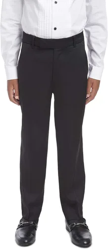 Miniatura 2 de Calvin Klein Pantalón de vestir plano para niños, pierna recta y parte inferior con dobladillo, trabillas para cinturón y bolsillos frontales