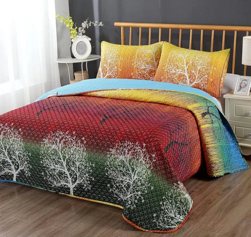 Miniatura 4 de Swanson Beddings Juego de colcha de árbol de arco iris: edredón y una funda de almohada (individual)