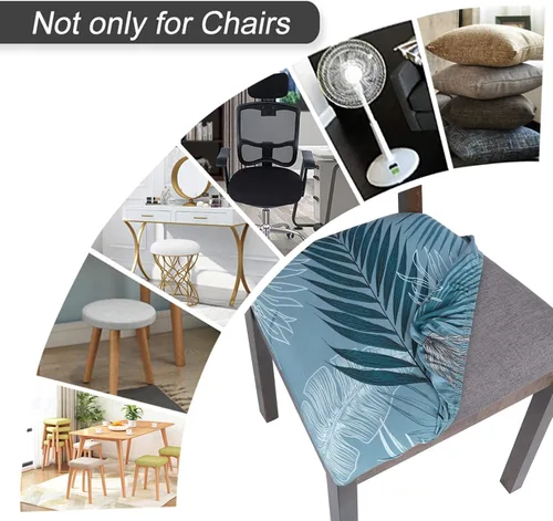 Miniatura 4 de SearchI Juego de 6 fundas de asiento para sillas de comedor, fundas de asiento elásticas con estampado, extraíbles y lavables, fundas de cojín