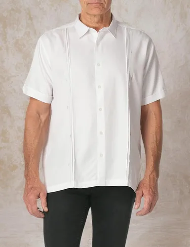Miniatura 3 de Cubavera Camisa de campamento cubana de manga corta para hombre con paneles de inserción en contraste