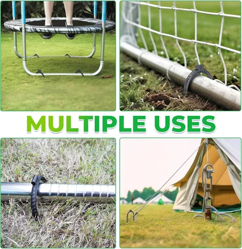 Miniatura 5 de Trampolín de refuerzo extra grande de 10 x 3 pulgadas, estacas de viento de seguridad, estaca en U de acero resistente, color negro