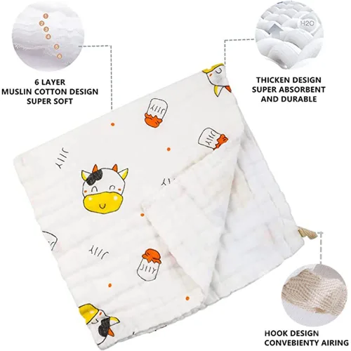 Miniatura 4 de norinori Paños de muselina para bebé, paquete de 6 paños de muselina para eructos, pañuelos, grandes, 20 x 10 pulgadas, extra suaves, absorbentes