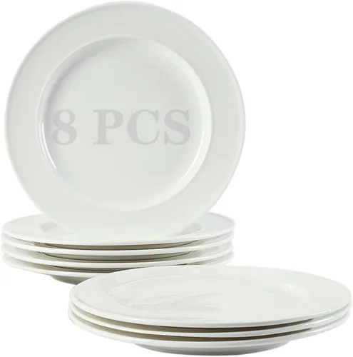Miniatura 7 de 18 platos de postre de porcelana de 6 pulgadas, platos de cena pequeños para aperitivos, juegos de vajilla redondos, resistentes a los arañazos