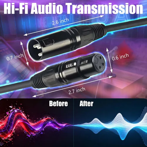 Miniatura 2 de Cables XLR, cable DMX macho a hembra (paquete de 2), cable de micrófono XLR de 4 pies/3.9 ft, terminador DMX ligero conector de 3 pines