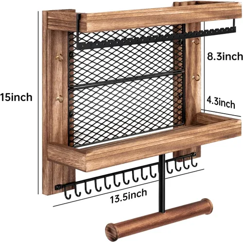 Miniatura 7 de Pinzoveco Organizador de joyas colgante montado en la pared con soporte organizador de joyas de pared para collares, pulseras, aretes, anillos