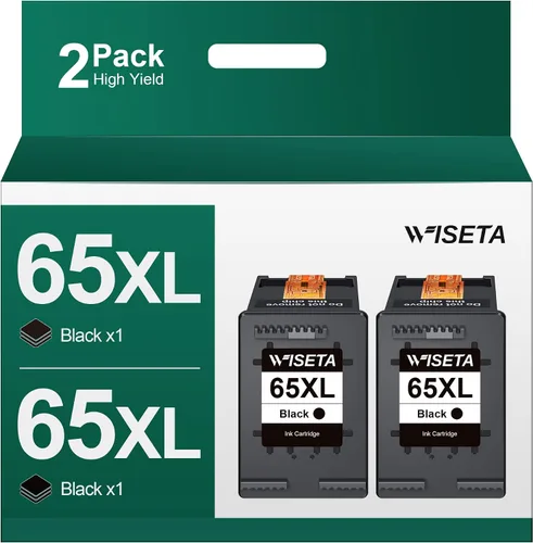 Cartuchos de tinta de alto rendimiento 65XL (2-Negro) remanufacturados de reemplazo para tinta HP 65 XL 65XL tinta negra para Envy 5058 5055 5034