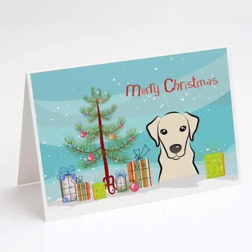 Miniatura 13 de Caroline's Treasures BB1616GCA7P - Tarjetas de felicitación y sobres de árbol de Navidad y sabueso afgano, paquete de 8 tarjetas en blanco