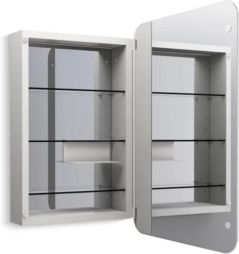 Miniatura 8 de Kohler 35573-BNL Verdera® - Espejo de gabinete de medicina enmarcado, diseño cápsula, interior espejado, gabinete de baño, estantes de vidrio