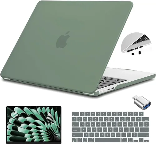 Miniatura 7 de Teryeefi Funda compatible con M3 MacBook Air de 15 pulgadas 2023 2024 versión A3114/A2941, carcasa rígida de plástico con cubierta de teclado