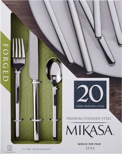 Miniatura 7 de Mikasa Zena - Juego de cubiertos de acero inoxidable 18/0 de 20 piezas, con tenedores de cena, tenedores de ensalada, cuchillos, cucharas