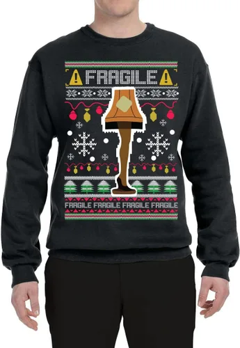 Miniatura 3 de Wild Bobby Suéter feo de Navidad con lámpara de pierna frágil, sudadera unisex con cuello redondo