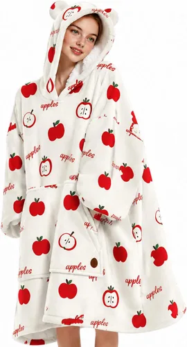 Miniatura 22 de Three Poodle - Manta con capucha portátil para niños, sudadera de sherpa de gran tamaño con capucha gigante, manta con capucha cálida y acogedora