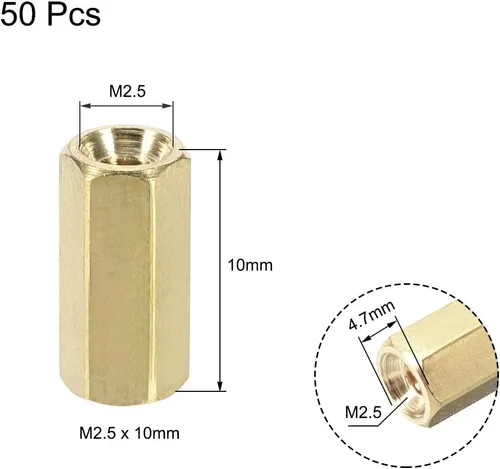 Miniatura 2 de uxcell M2.0.197x0.394 in hembra-hembra hexagonal de latón PCB placa base separador separador para FPV Drone Quadcopter, computadora y placa