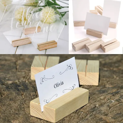 Miniatura 2 de 18 piezas de madera para tarjetas, soporte para tarjetas de mesa, soporte para fotos, soporte acrílico para ceremonia, cumpleaños, boda, fiesta