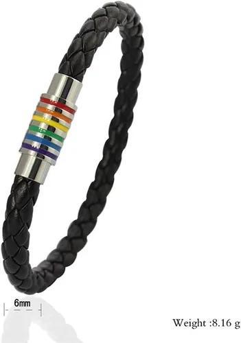 Miniatura 3 de Brazalete Oakky de piel trenzada, magnética, arcoíris LGBT, orgullo gay y lésbico