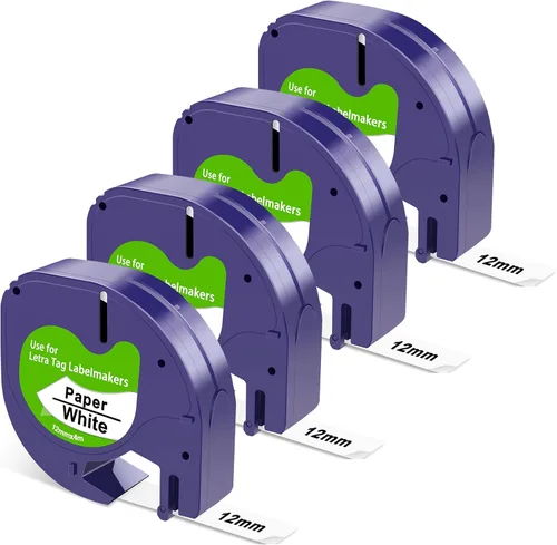 Miniatura 10 de Compatible con Dymo Letratag Recambios LT100T, cinta blanca de plástico 91331, 0.472 in x 13.1 ft (1/2 pulgada x 13 pies), repuesto para repuestos