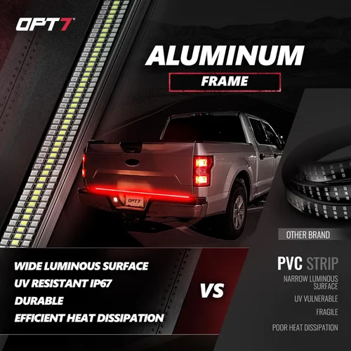 Miniatura 5 de OPT7 - Barra de luz LED Redline de triple fila para puerta trasera de 60", con señal direccional secuencial roja, marco rígido de aluminio