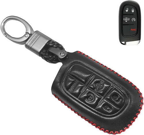 MECHCOS Compatible con Dodge Ram 1500 2500 3500 5500 Jeep Cherokee Truck Pickup con suspensión neumática, funda de piel, funda de llavero sin llave,
