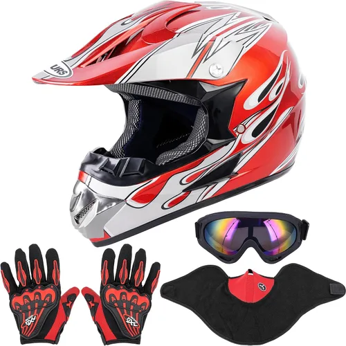 Miniatura 8 de OUMURS Casco de motocross para adultos con gafas, guantes y máscara, casco de motocross ATV unisex para adultos, hombres y mujeres, visera solar
